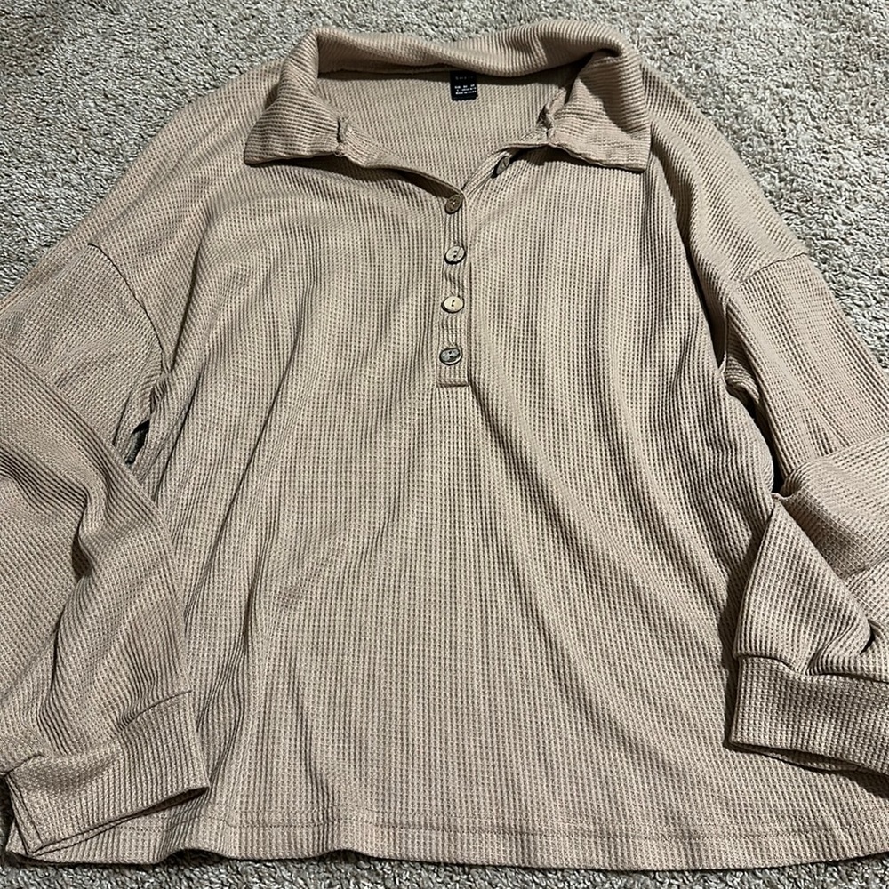 Waffle Knit Collar Shirt